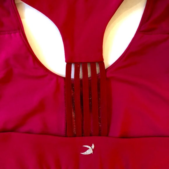 Glyder Sports Bra Mesh Striped Bands Red XSmall - Picture 8 of 10